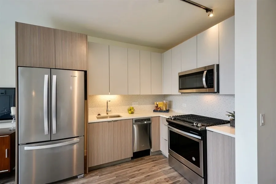 living room at 1407 On Michigan Apartments at 1407 South Michigan Ave