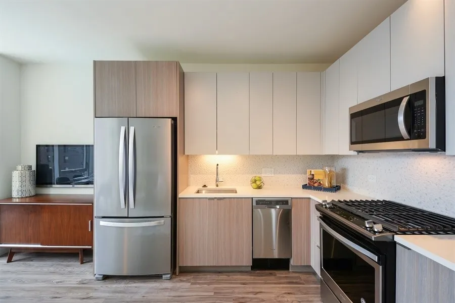 living room at 1407 On Michigan Apartments at 1407 South Michigan Ave