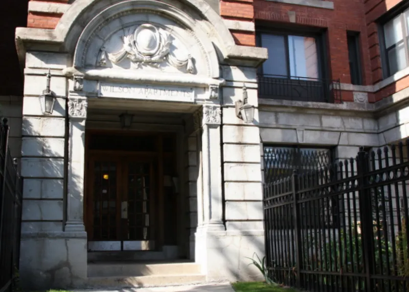 l;ooking up at 4554 N Malden Apartments in Uptown