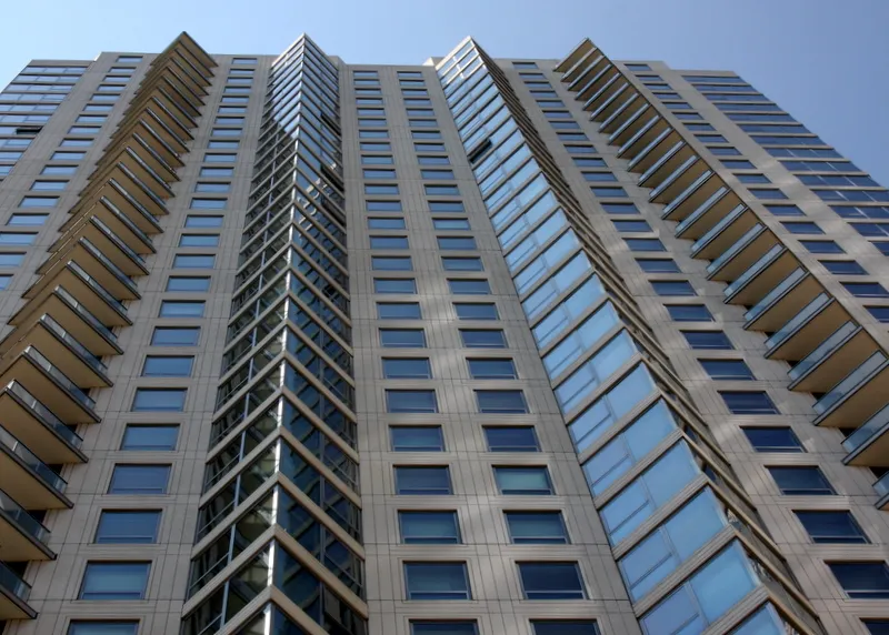 exterior tower at Left Bank Apartments in Chicago