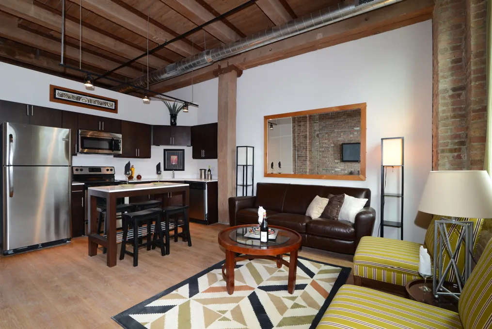 corner view of the historic Vesta Lofts in the south loop of chicago