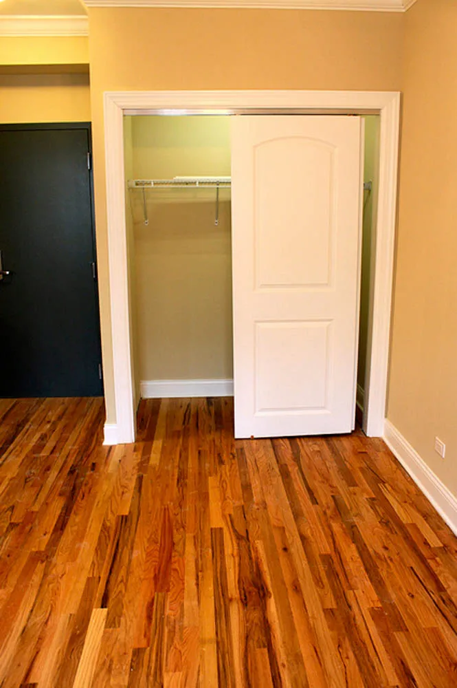master bedroom model at 1632 W. Belmont Apartments in Lakeview Chicago