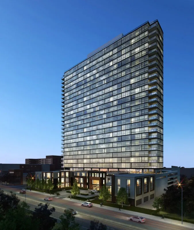 living room and skyline view at 1000 South Clark Apartments