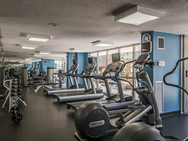 furnished model living room at One East Delaware Apartments