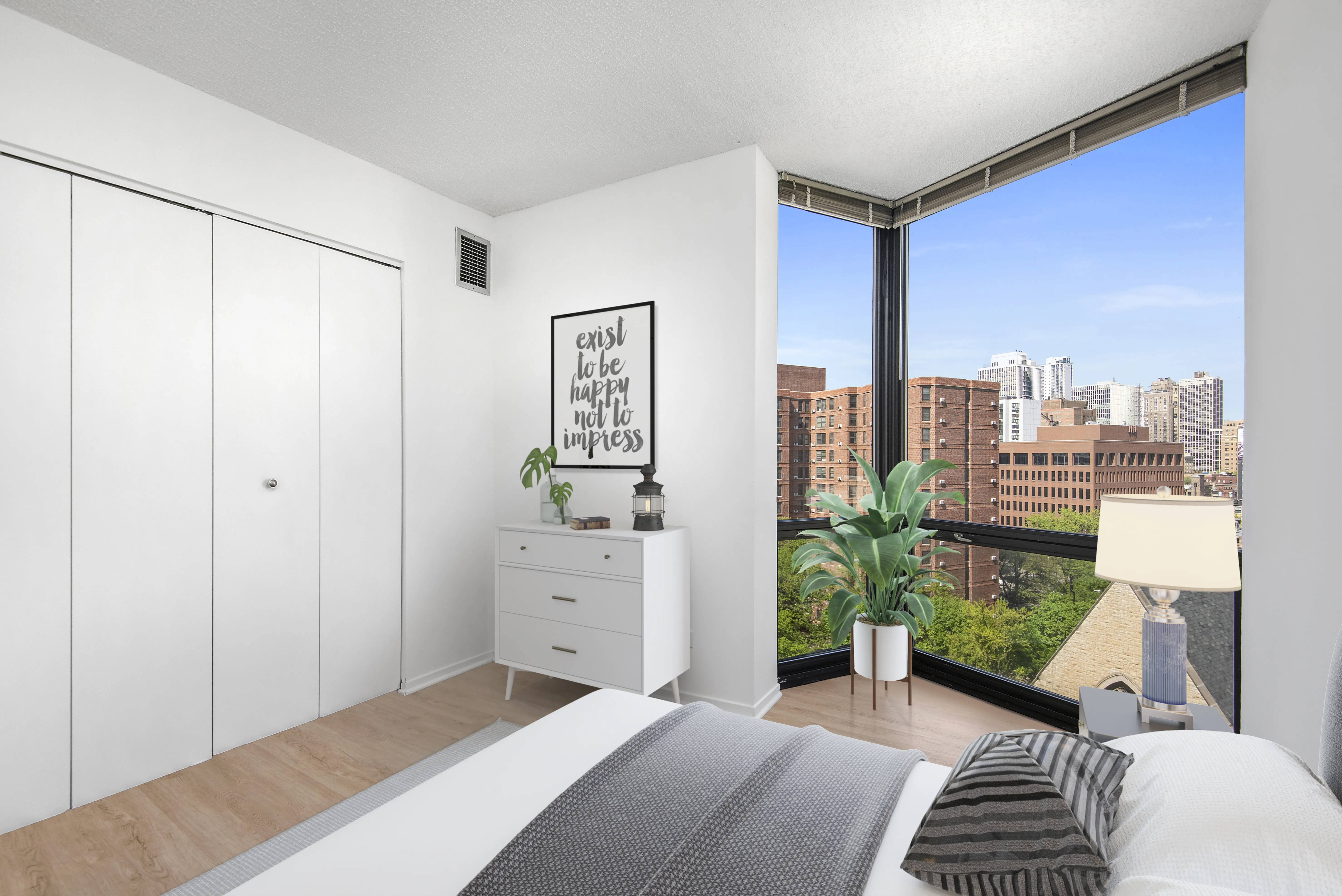 Two Bedroom, Bedroom at 1120 North LaSalle Apartments in River North