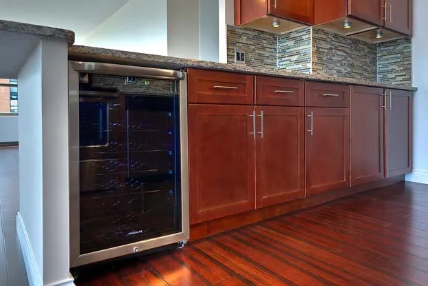 living room with lake view at Eleven Thirty Apartments in the South Loop