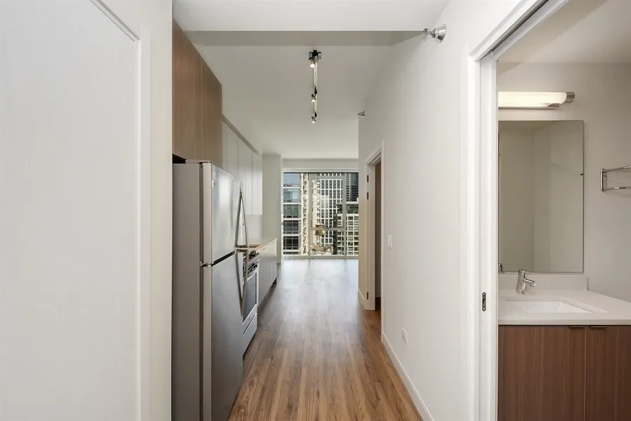 living room at 1407 On Michigan Apartments at 1407 South Michigan Ave