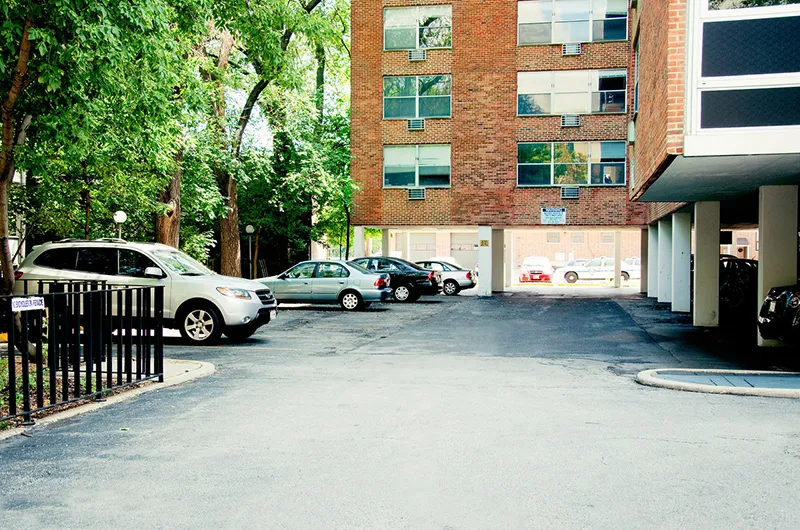 front of Maple Grove Apartments in Evanston IL