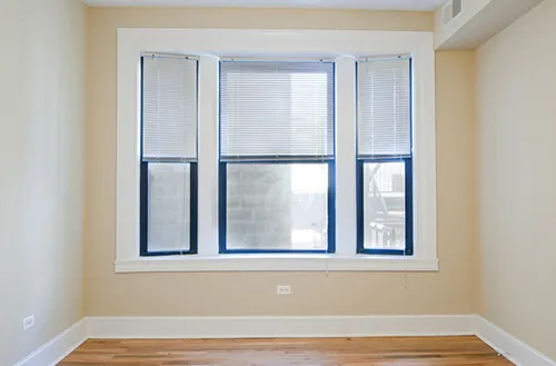 living room looking towards Wrigley Field at 1010 West Waveland Apartments
