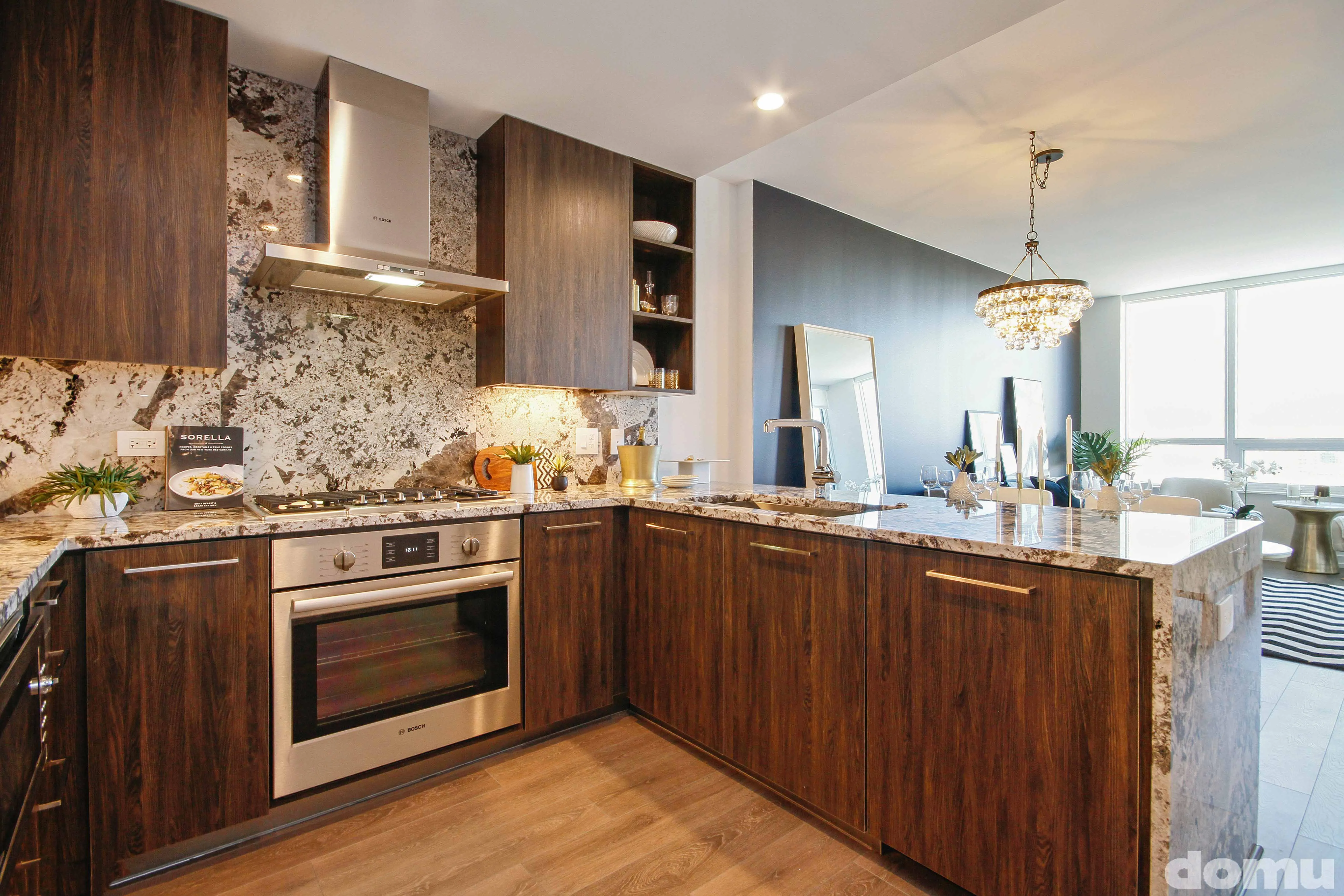 kitchen and dining room at The Hudson Apartments in Chicago