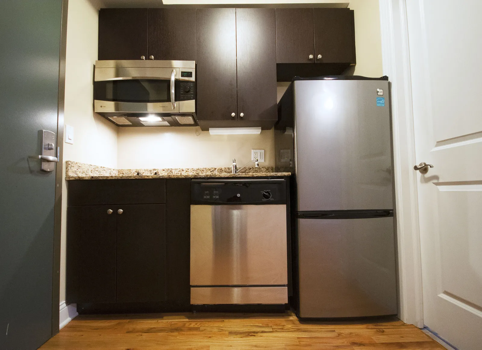master bedroom model at 1632 W. Belmont Apartments in Lakeview Chicago