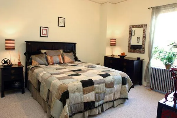 facade of the original historic The Mayfair Apartments in Hyde Park Chicago