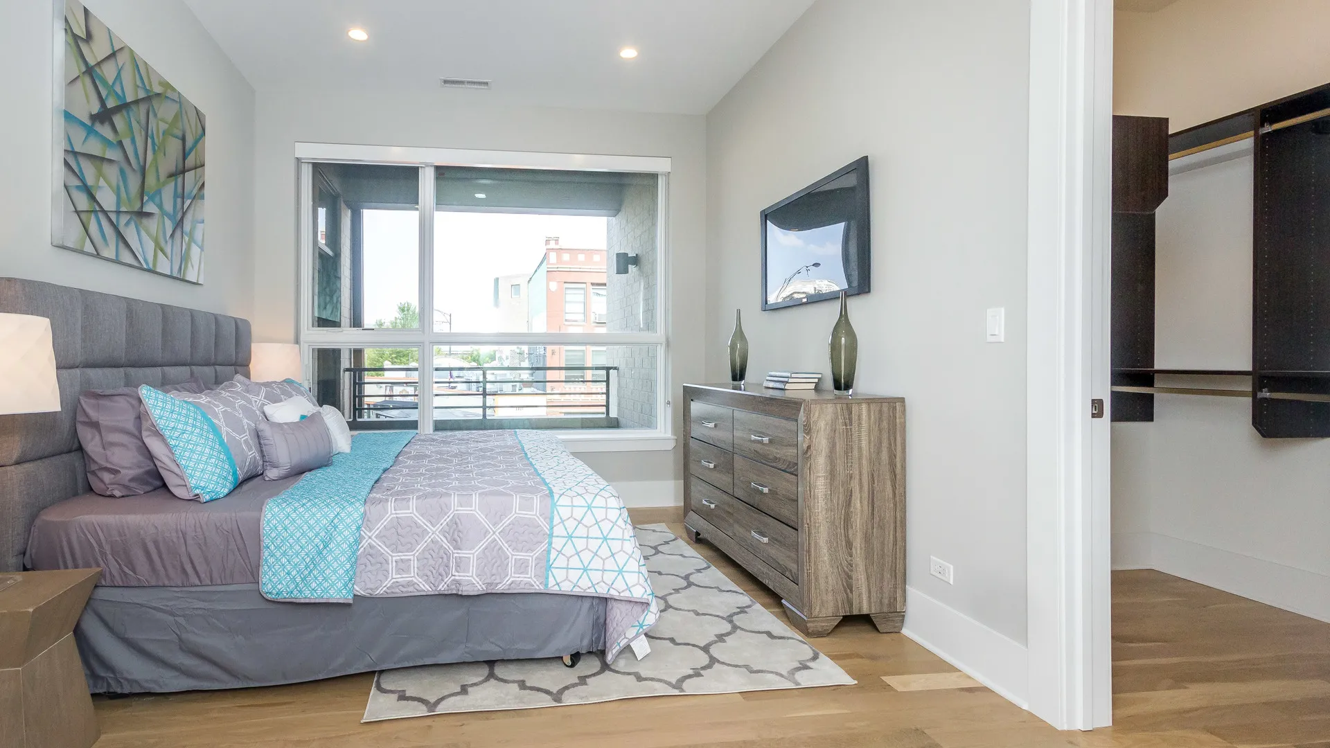 model furnished living room at OALUX Apartments