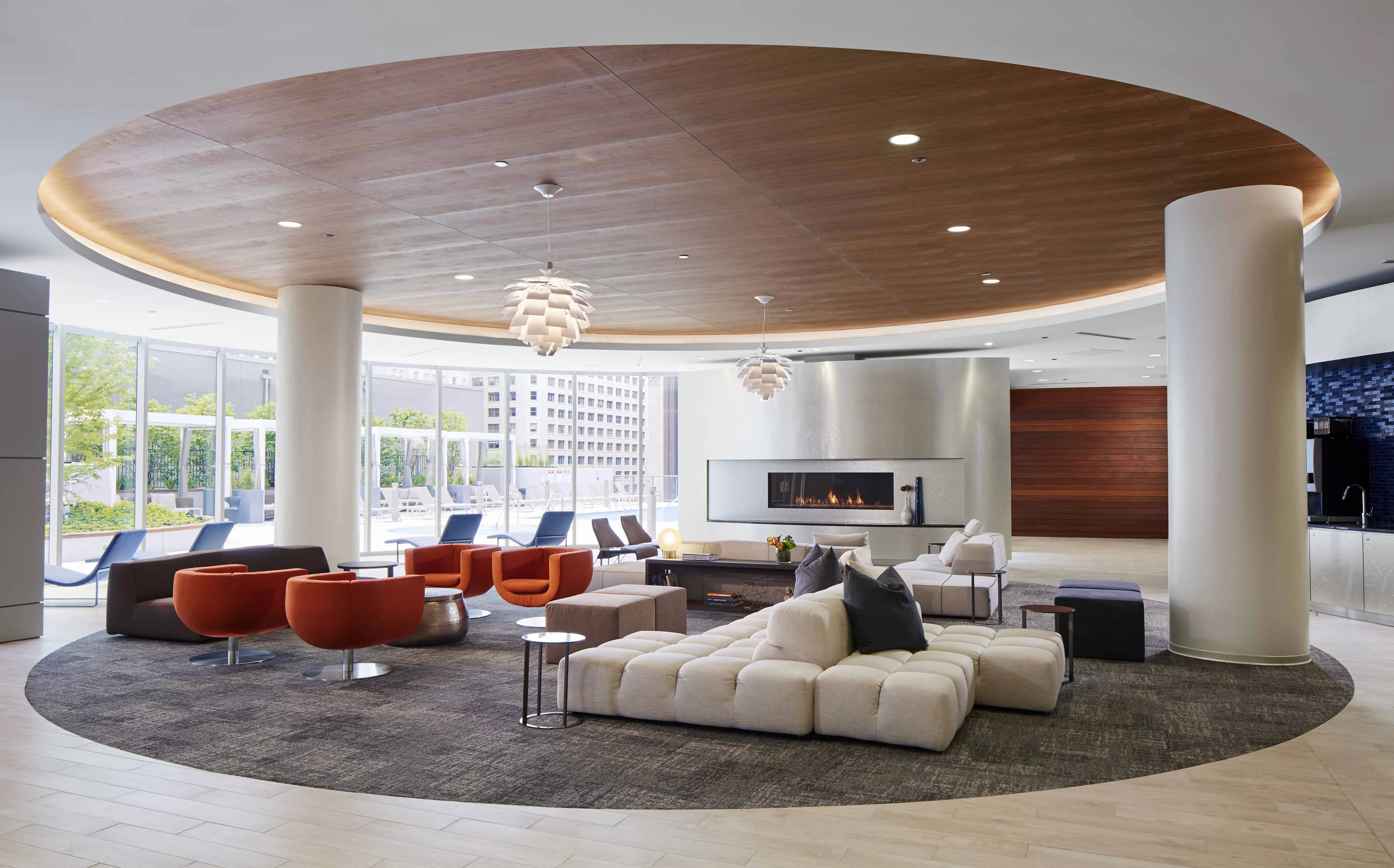 furnished living room and view at Marquee at Block 37 Apartments