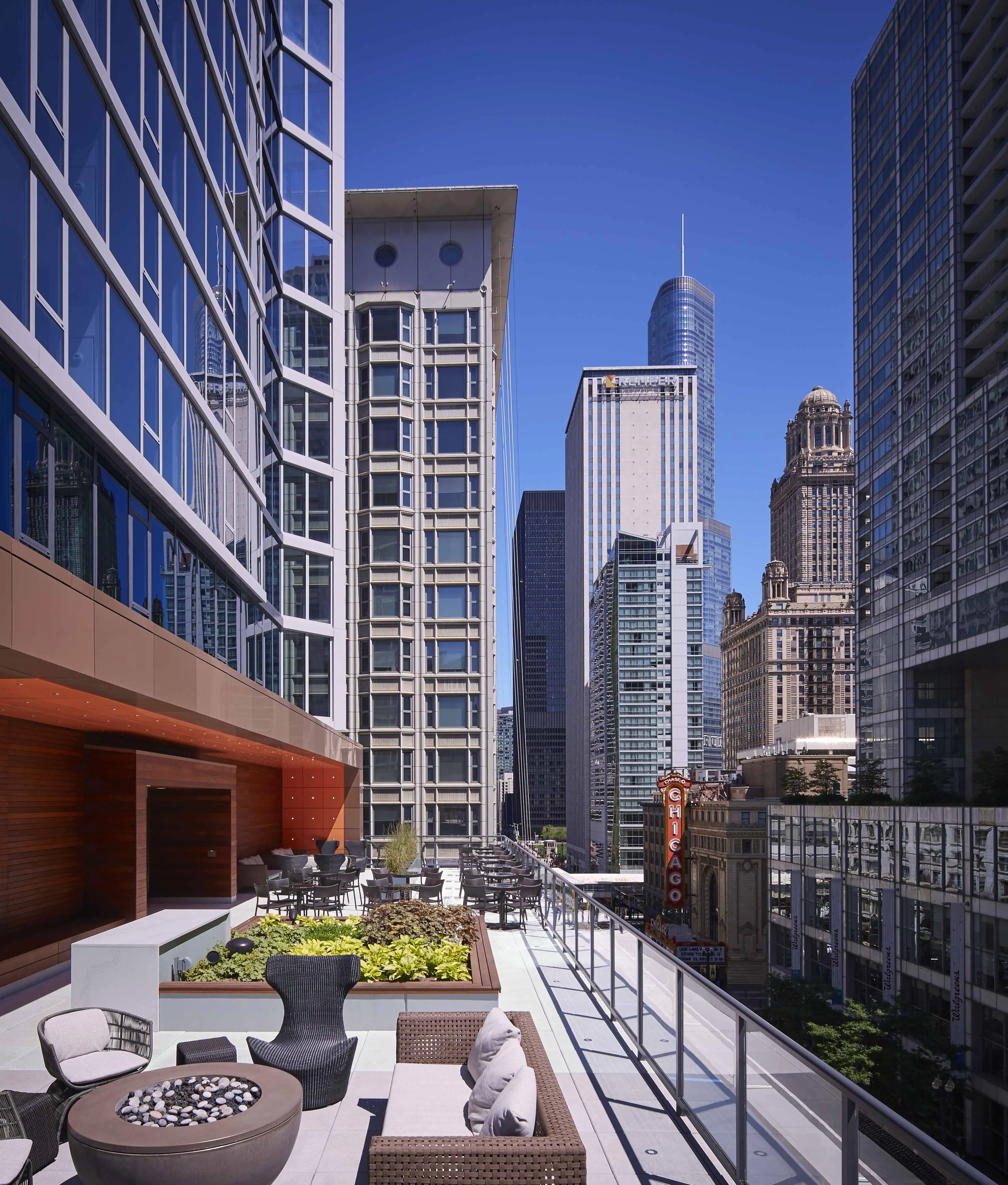 furnished living room and view at Marquee at Block 37 Apartments