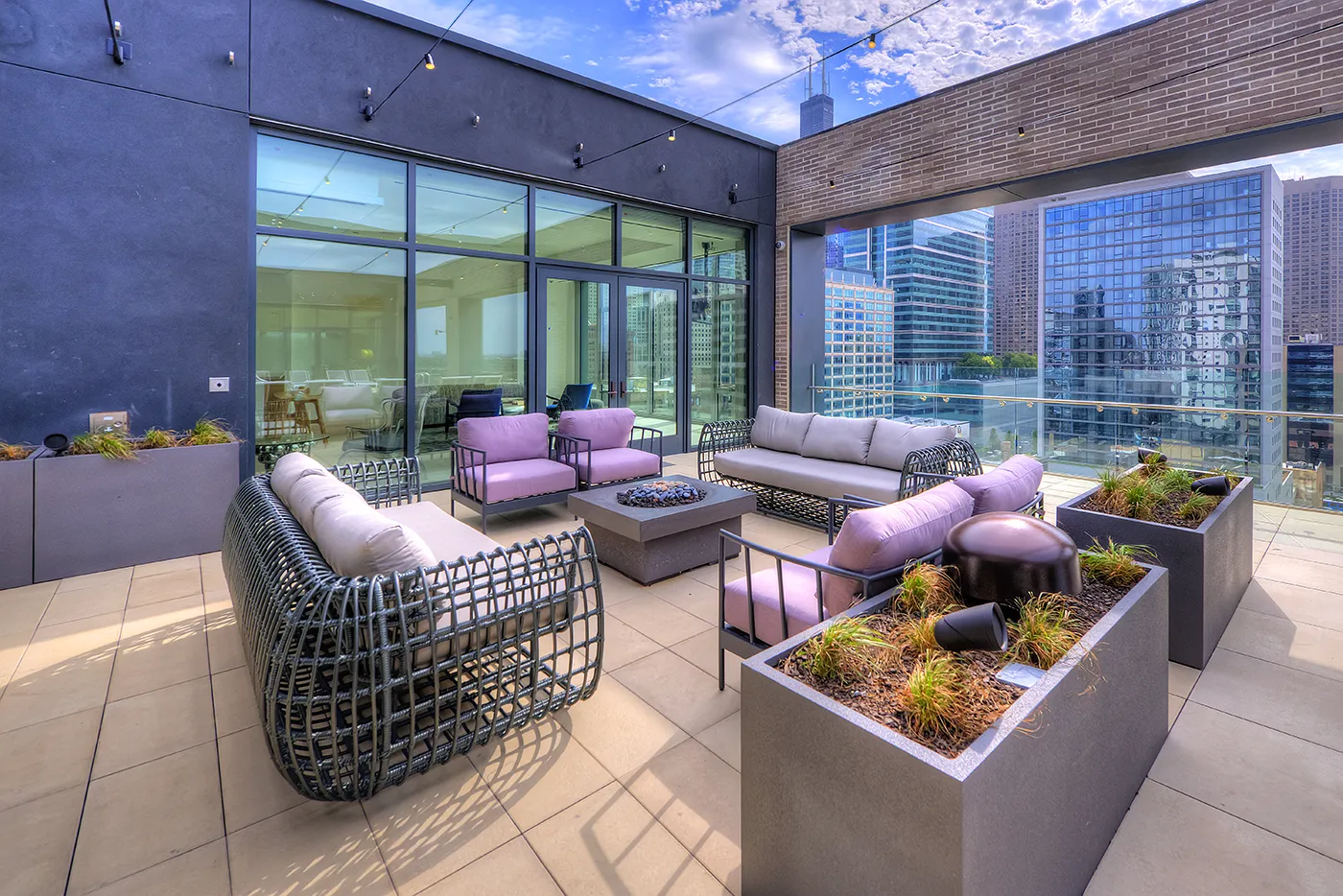 living room and dining room madel apartment at Emme Chicago Apartments