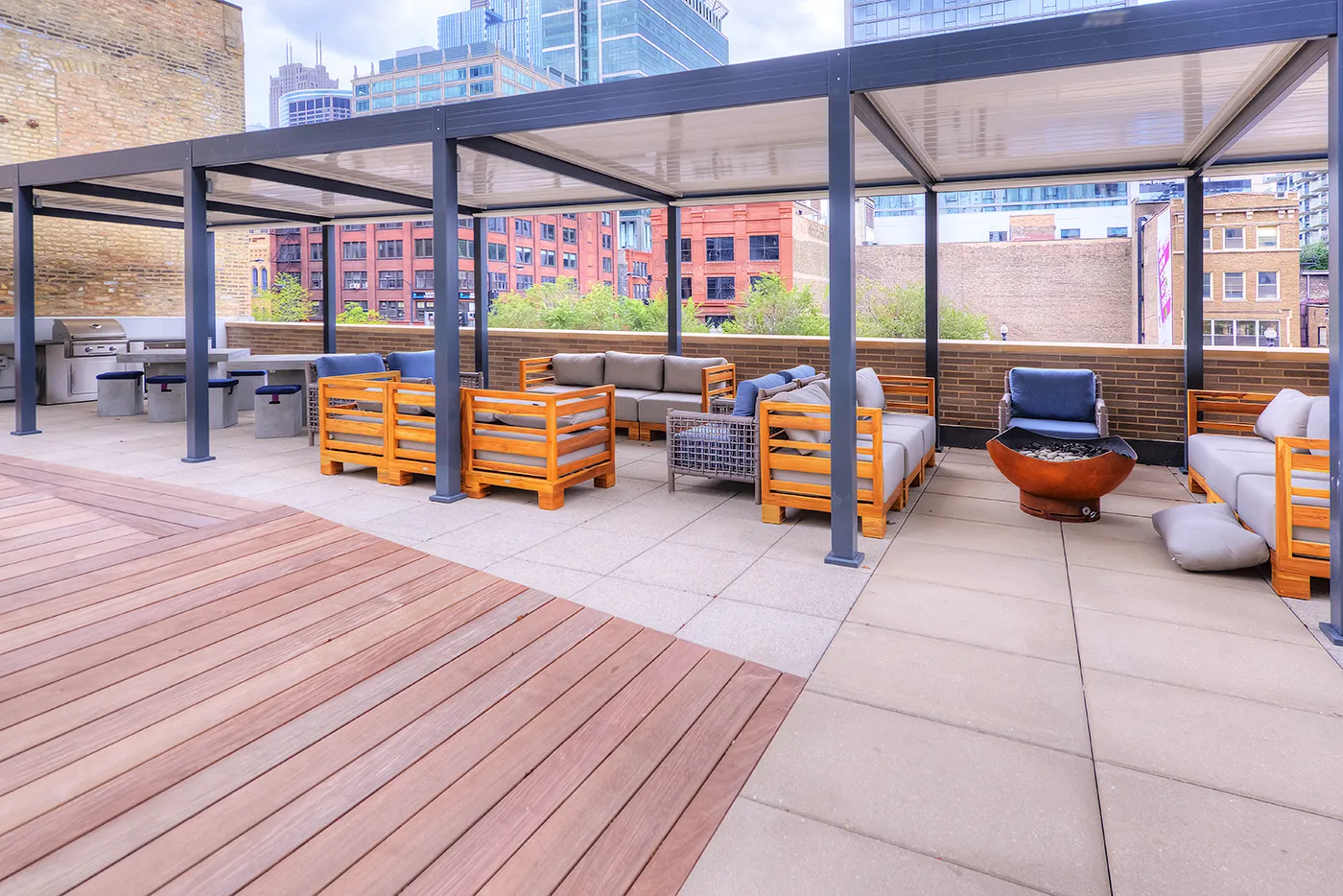 living room and dining room madel apartment at Emme Chicago Apartments