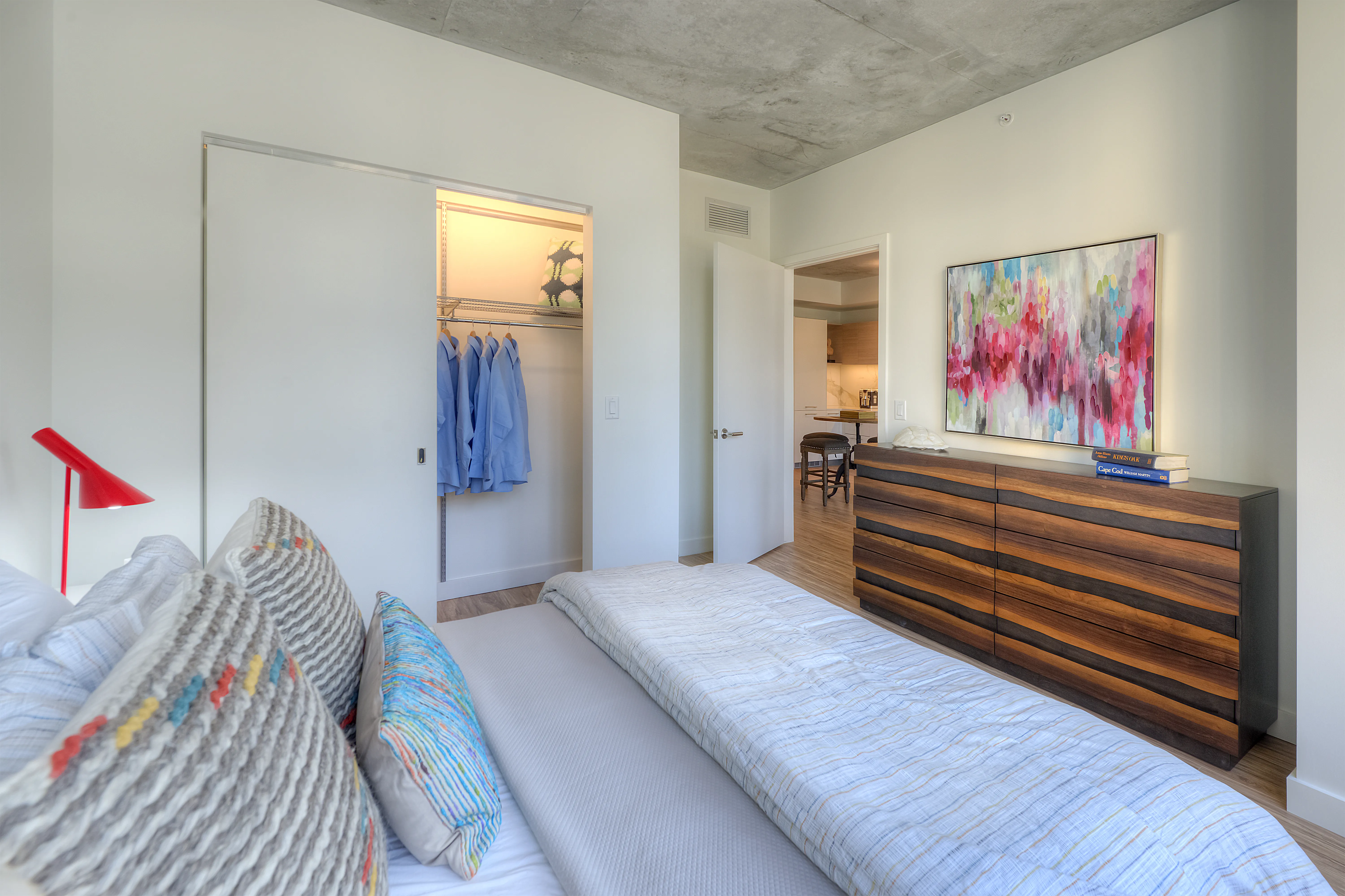 living room and dining room madel apartment at Emme Chicago Apartments