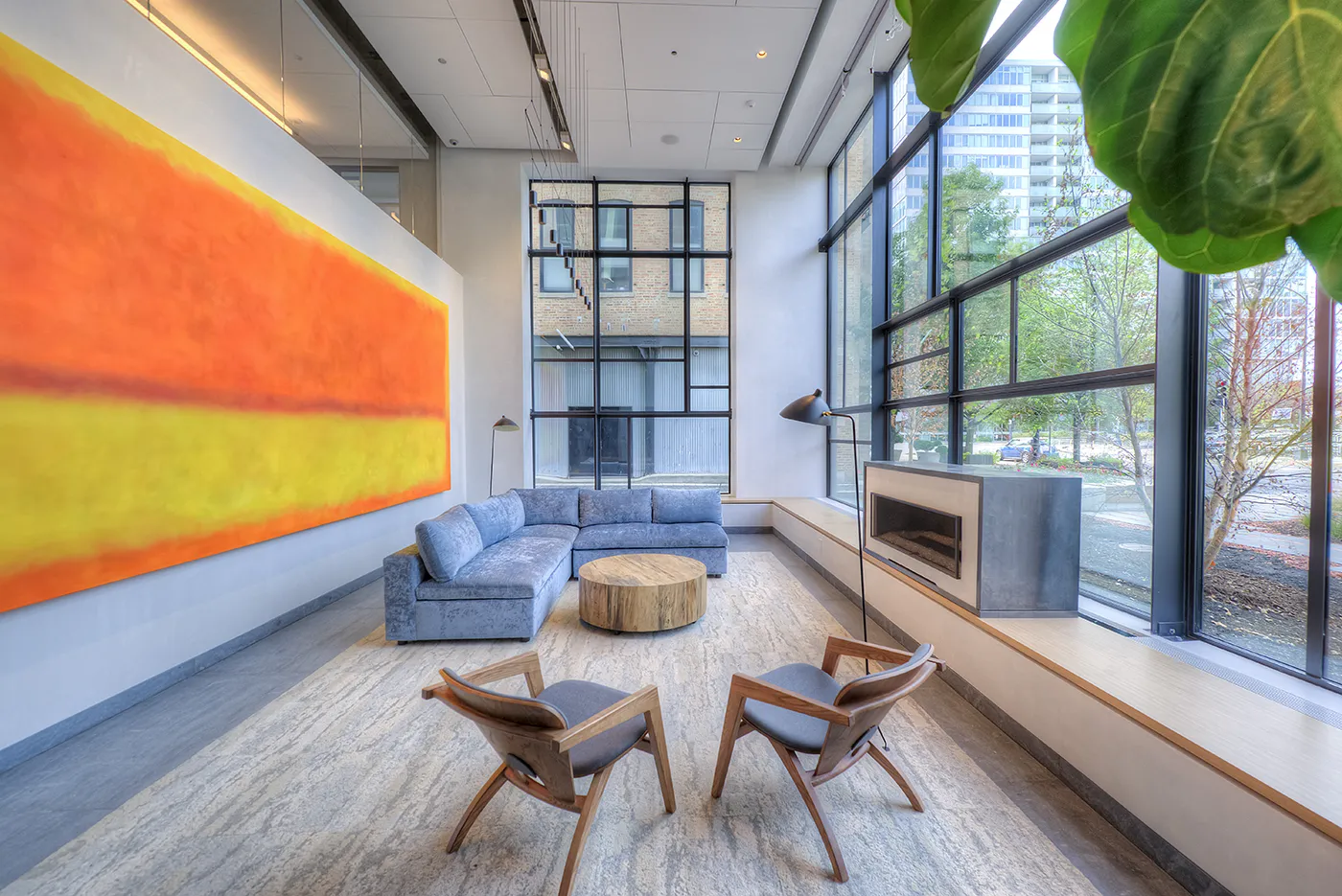 living room and dining room madel apartment at Emme Chicago Apartments