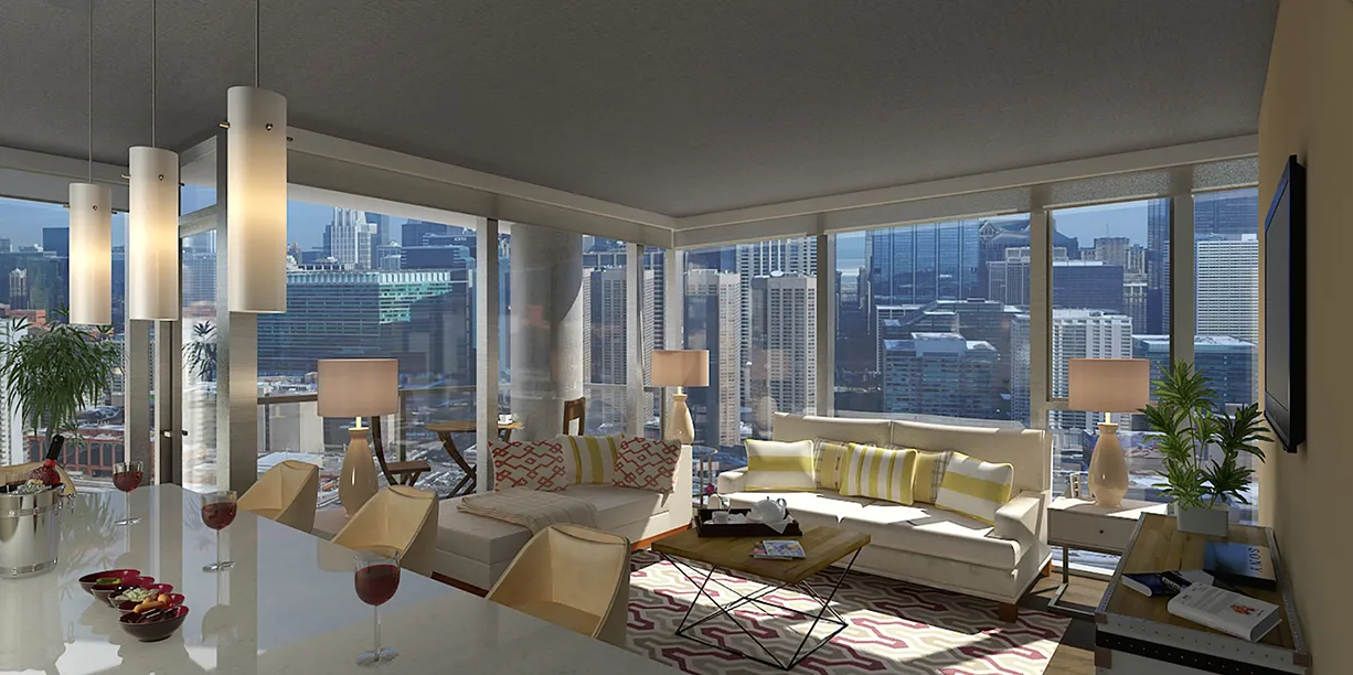 kitchen in model unit at Gateway West Loop Apartments in Chicago
