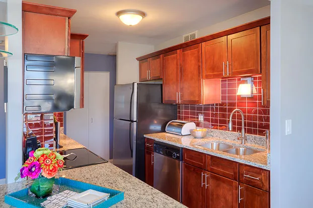 living room with lake view at Eleven Thirty Apartments in the South Loop
