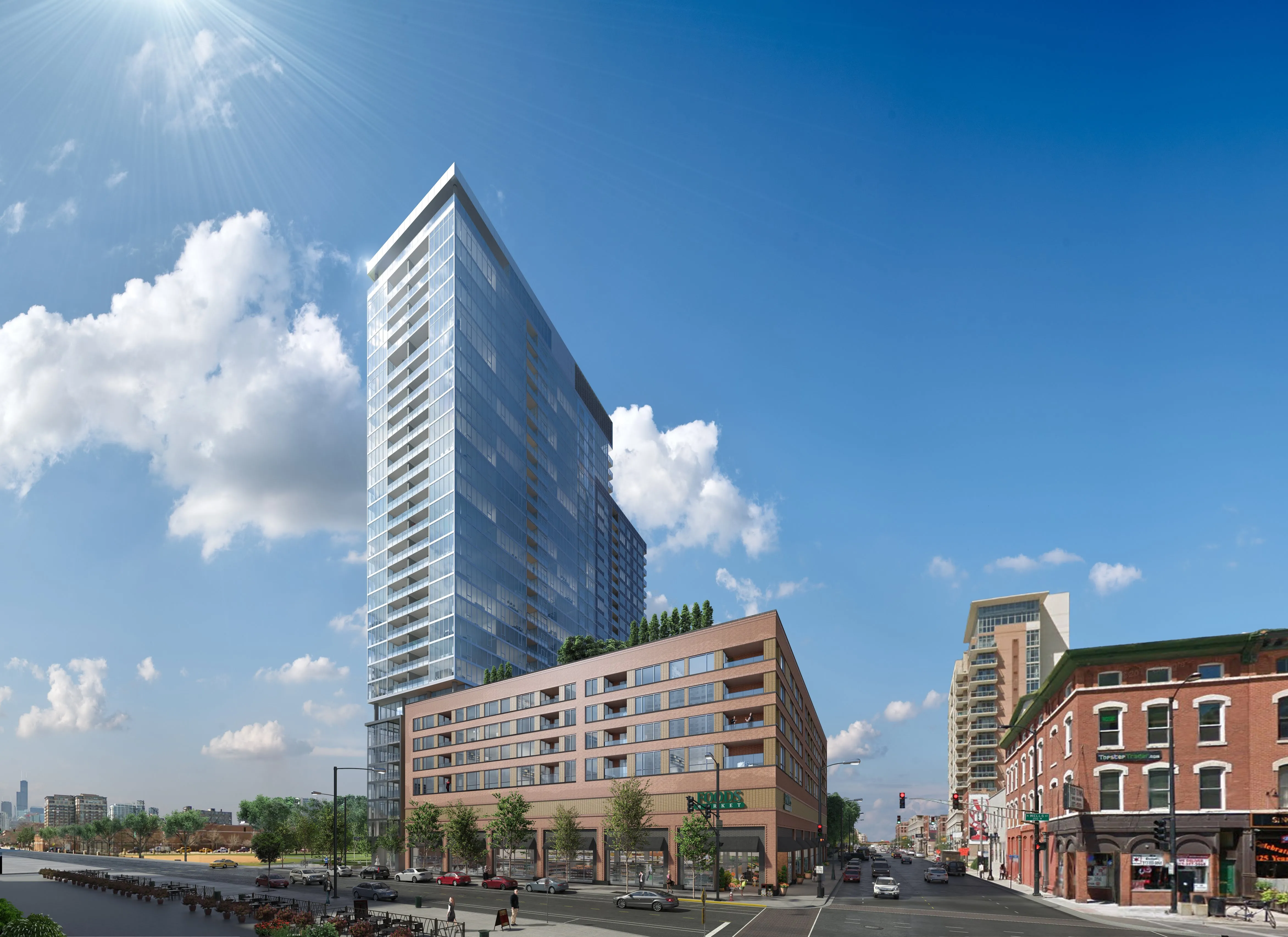 living room model at Old Town Park Apartments in Old Town
