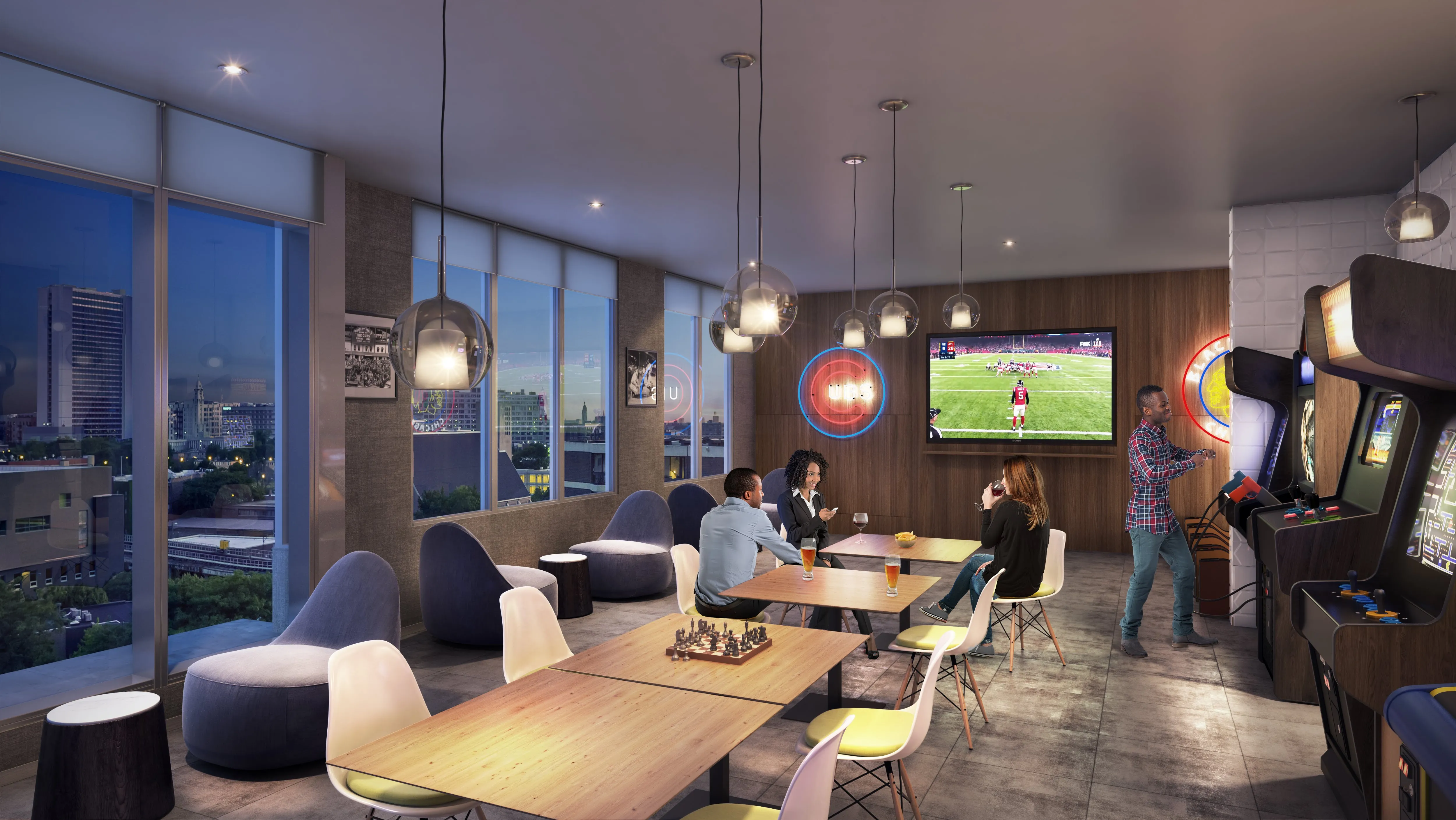 living room model at Old Town Park Apartments in Old Town