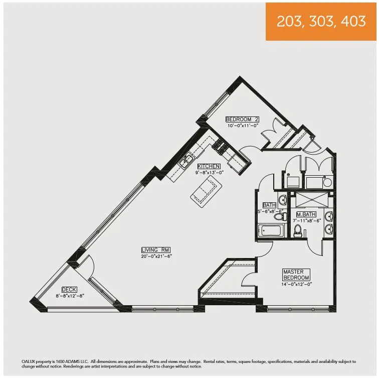 model furnished living room at OALUX Apartments