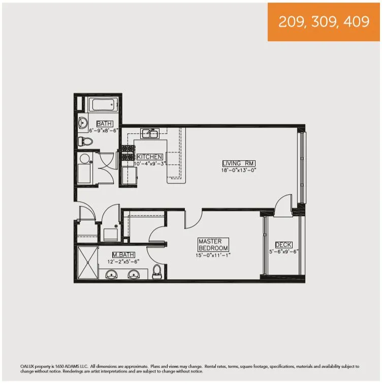 model furnished living room at OALUX Apartments