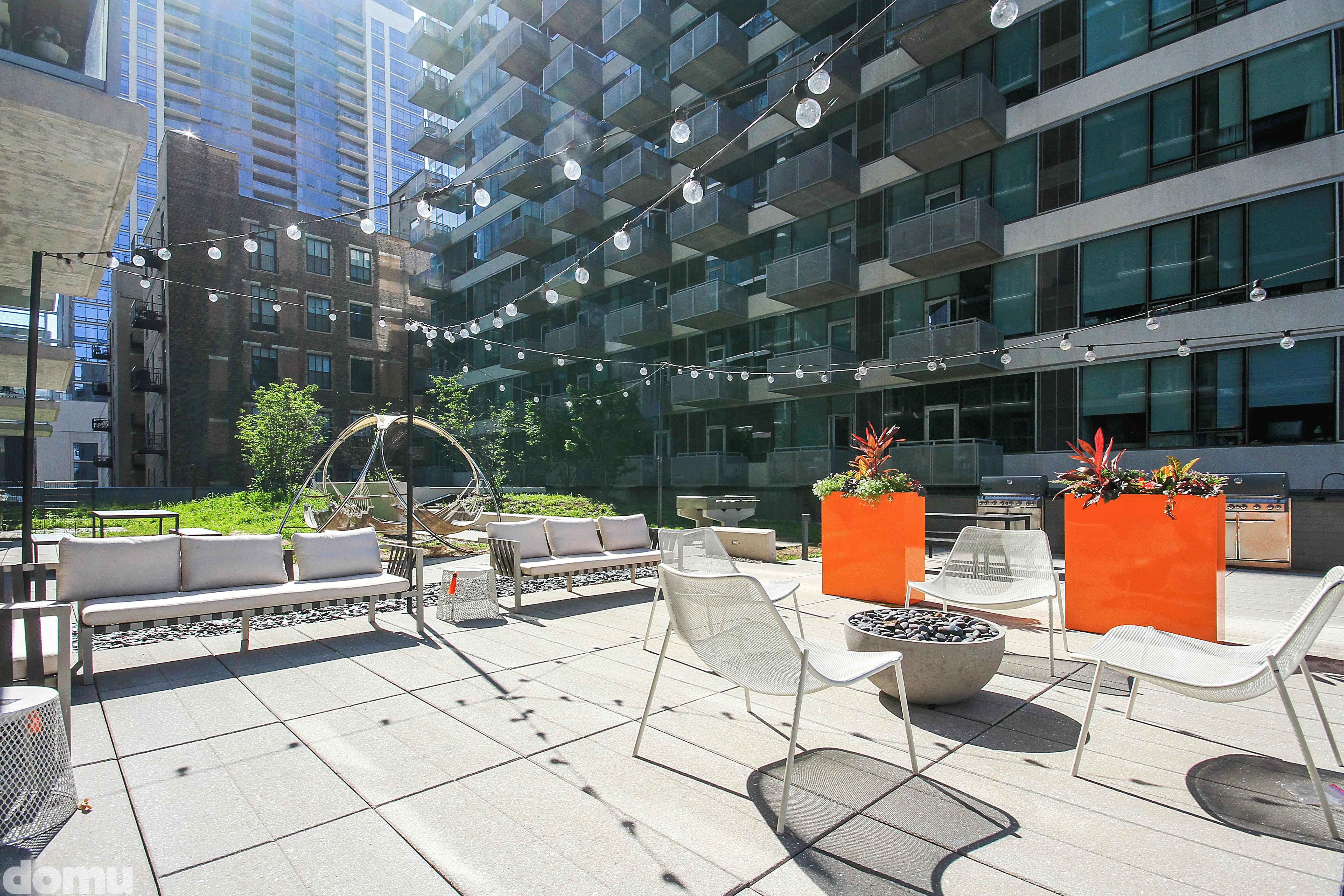 living room fuurnished at 1333 South Wabash Apartments South Loop Chicago