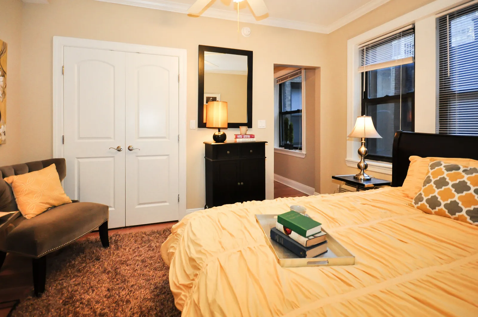 master bedroom at 211 E Delaware Apartments in the Gold Coast Chicago