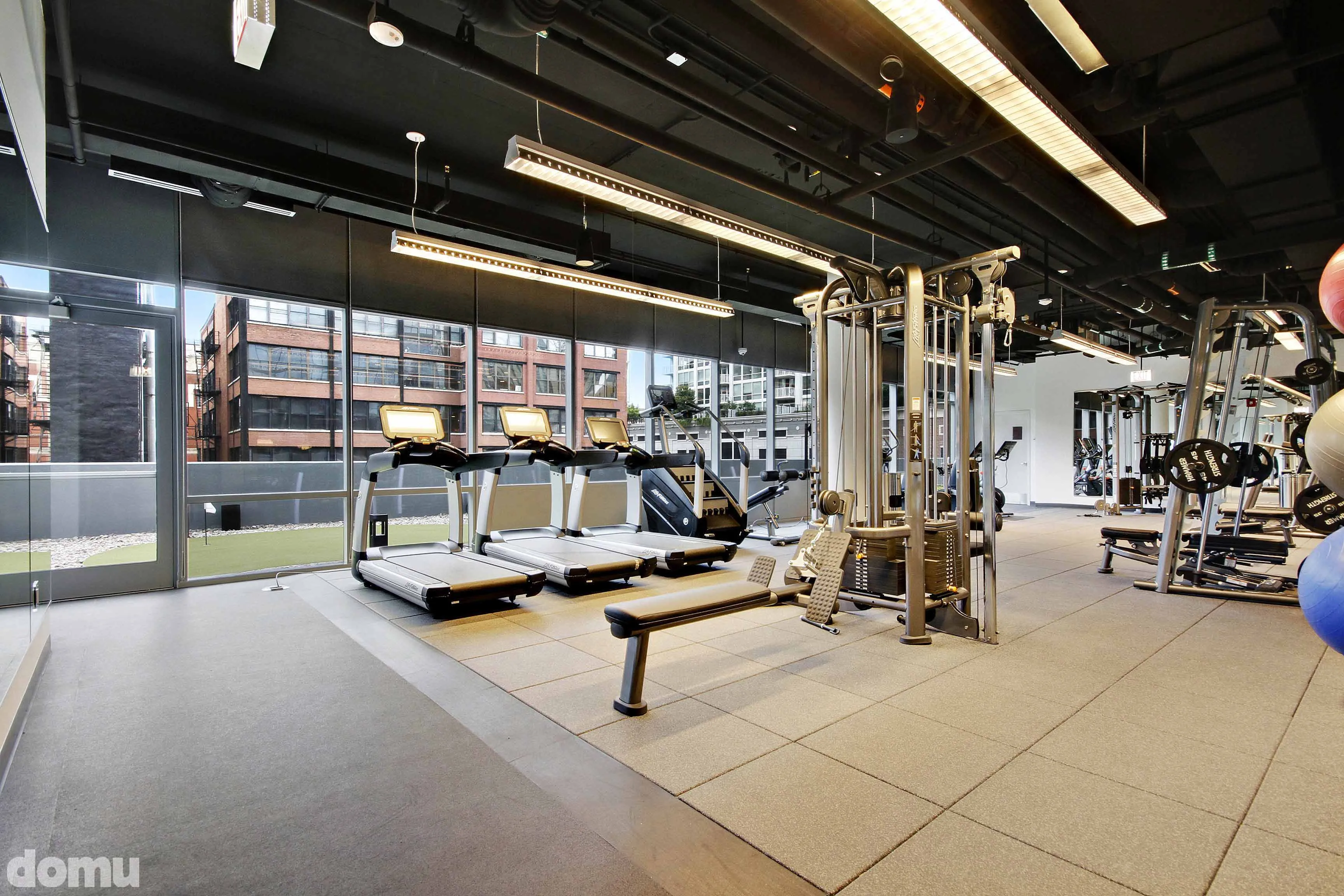 living room model unit at 640 North Wells Apartments in River North Chicago