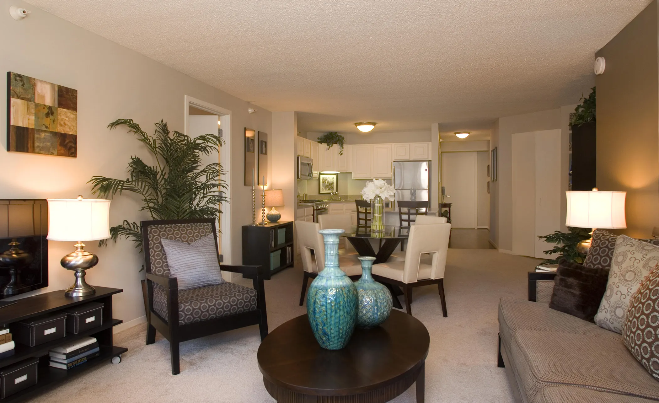 Kitchen with white cabinets at Grand Plaza Apartments in River North