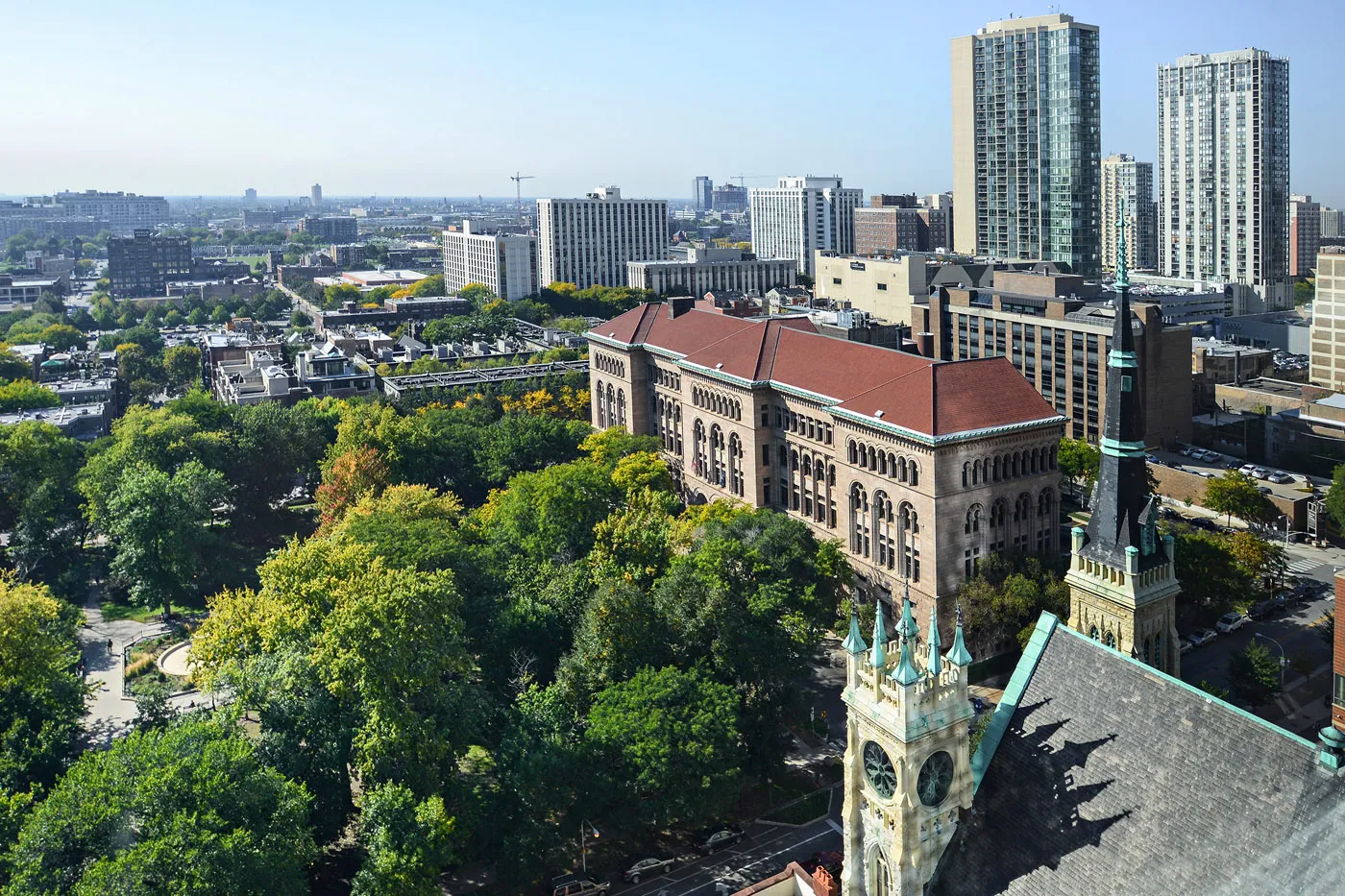 model corner furnished living room at Two West Delaware Apartments