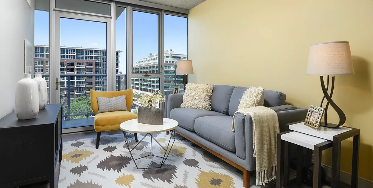 kitchen in model unit at Gateway West Loop Apartments in Chicago
