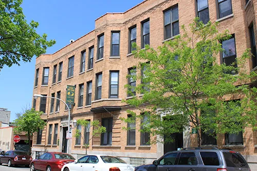 living room with new wood floors at 740 West Oakdale Apartments in Lakeview
