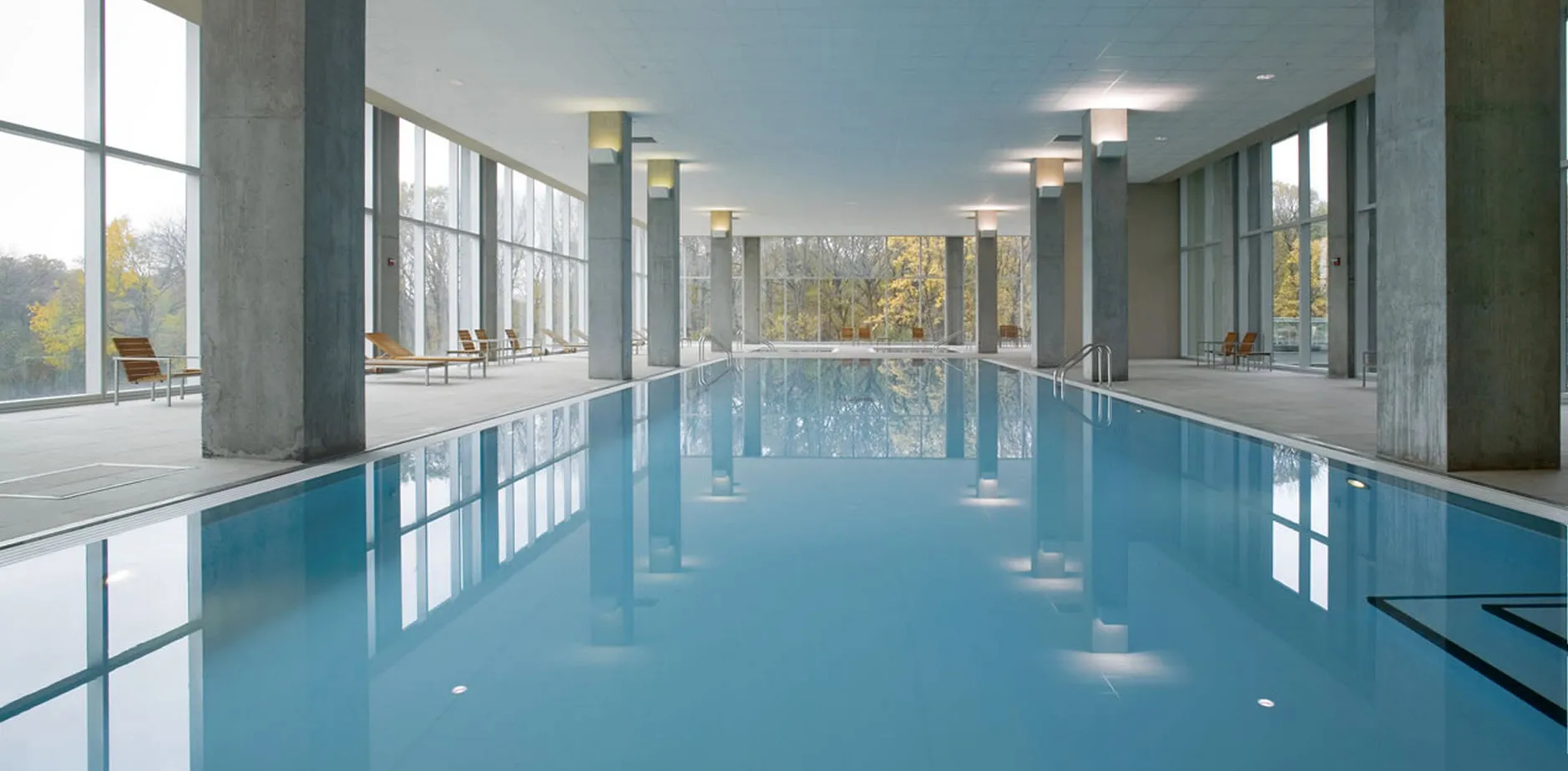 rendering look up at the architecture of Optima Old Orchard Woods Apartment