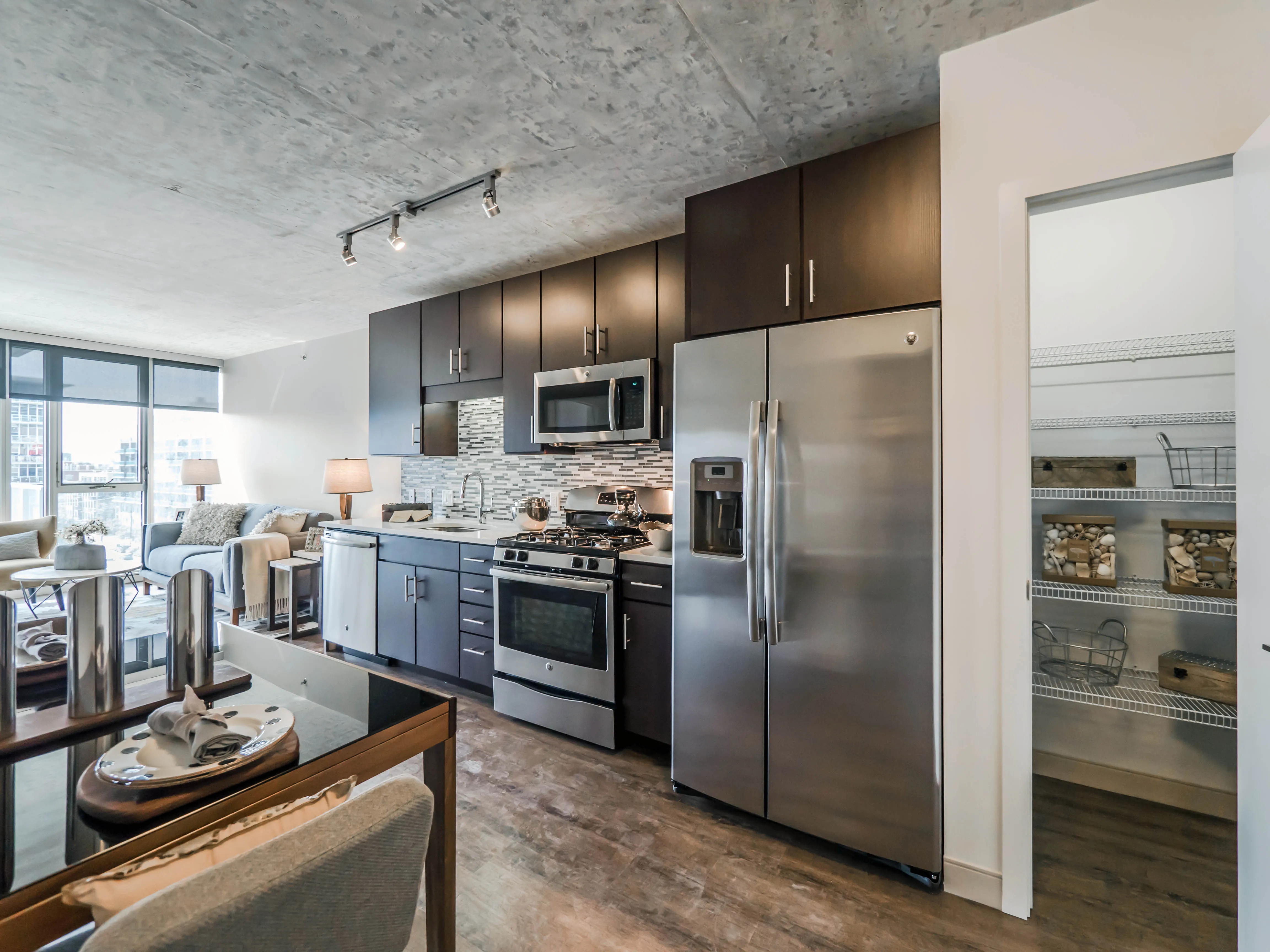 kitchen in model unit at Gateway West Loop Apartments in Chicago