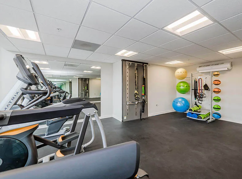 living area in model unit at The Hensley Apartments in Chicago