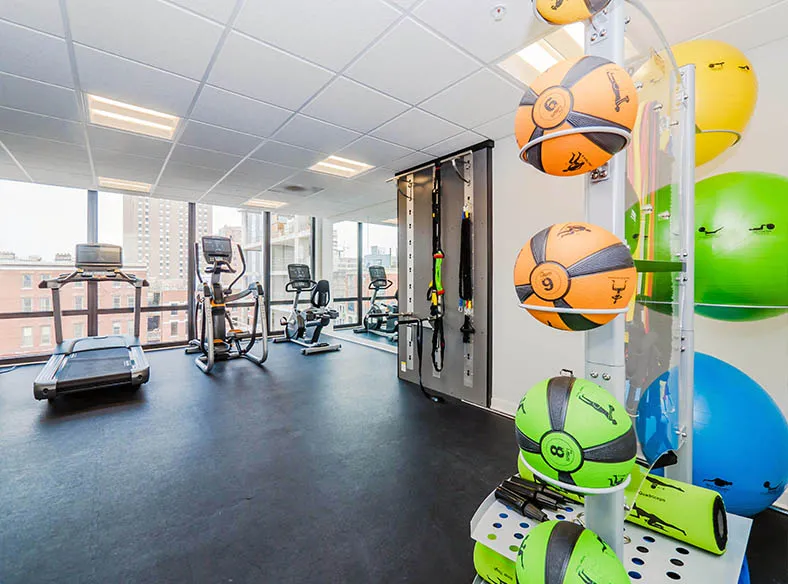 living area in model unit at The Hensley Apartments in Chicago