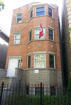 outside front of 3733 North Janssen Apartments in Lakeview Chicago