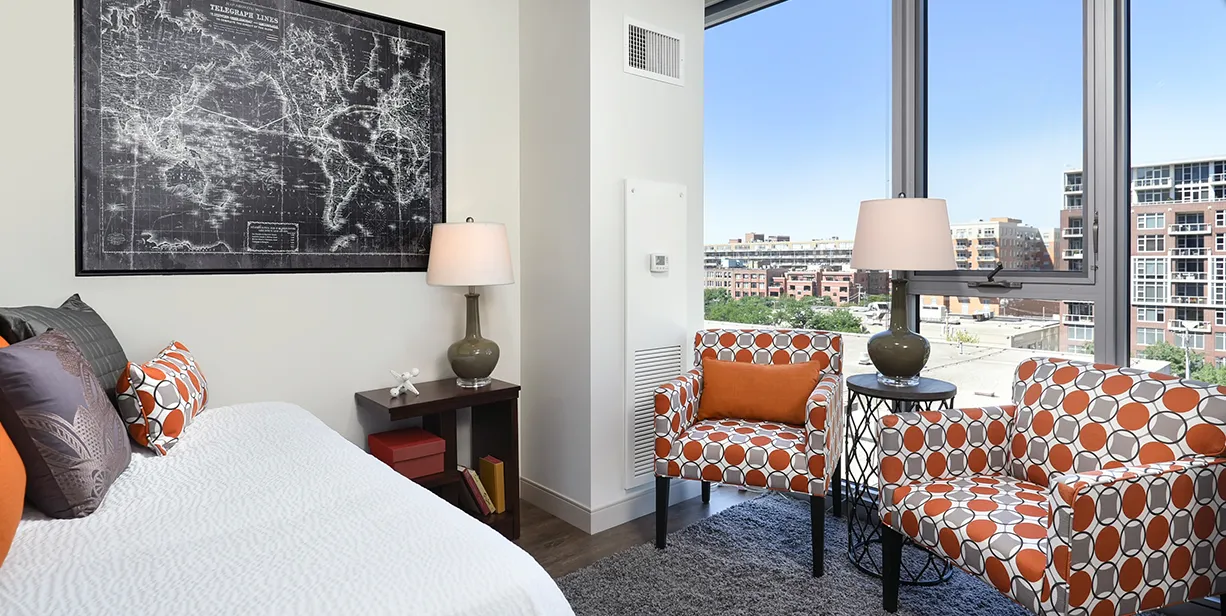 kitchen in model unit at Gateway West Loop Apartments in Chicago