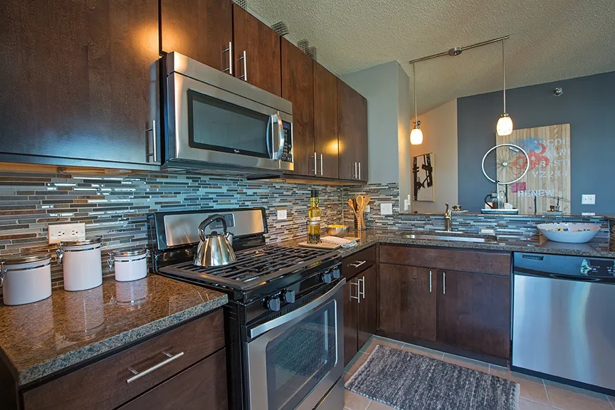 living room with couches at The Streeter in Streeterville
