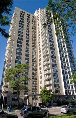 outisde of Oglesby Towers Apartments in South Shore Chicago