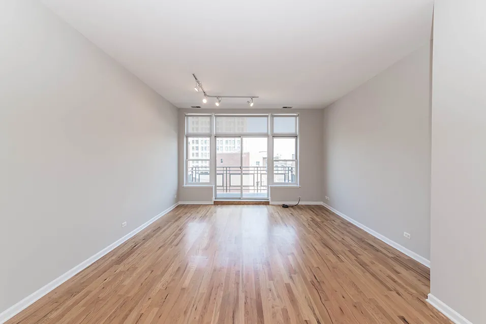 outside red brick of 2010 West Pierce Apartments in Wicker Park Chicago