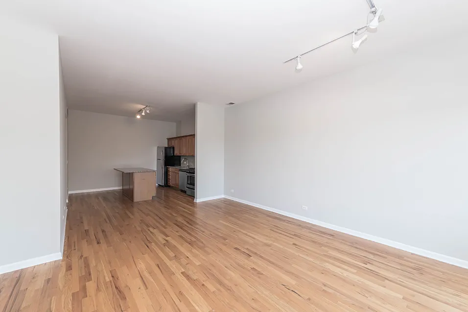 outside red brick of 2010 West Pierce Apartments in Wicker Park Chicago