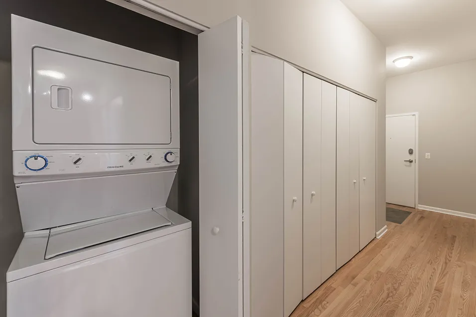 outside red brick of 2010 West Pierce Apartments in Wicker Park Chicago