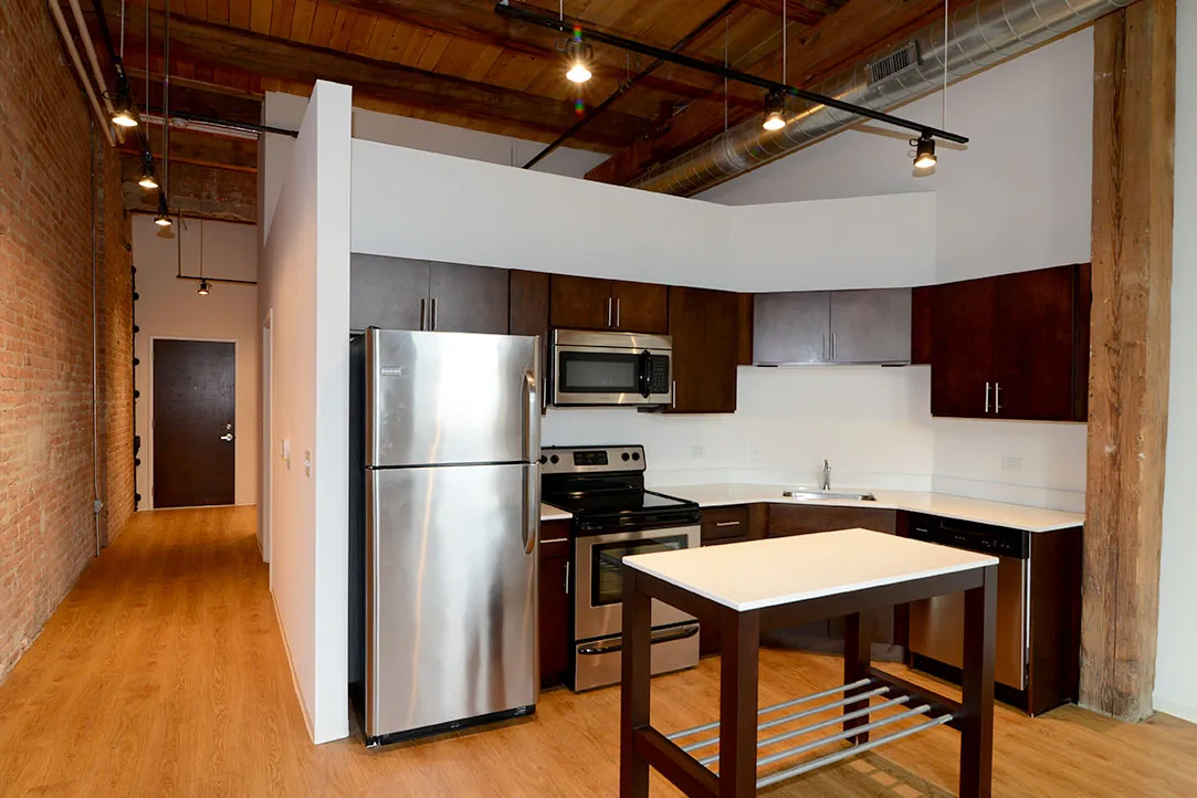 corner view of the historic Vesta Lofts in the south loop of chicago