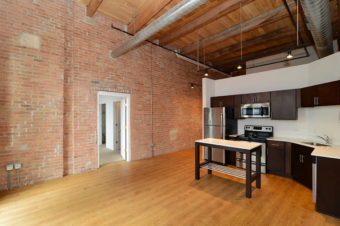 corner view of the historic Vesta Lofts in the south loop of chicago