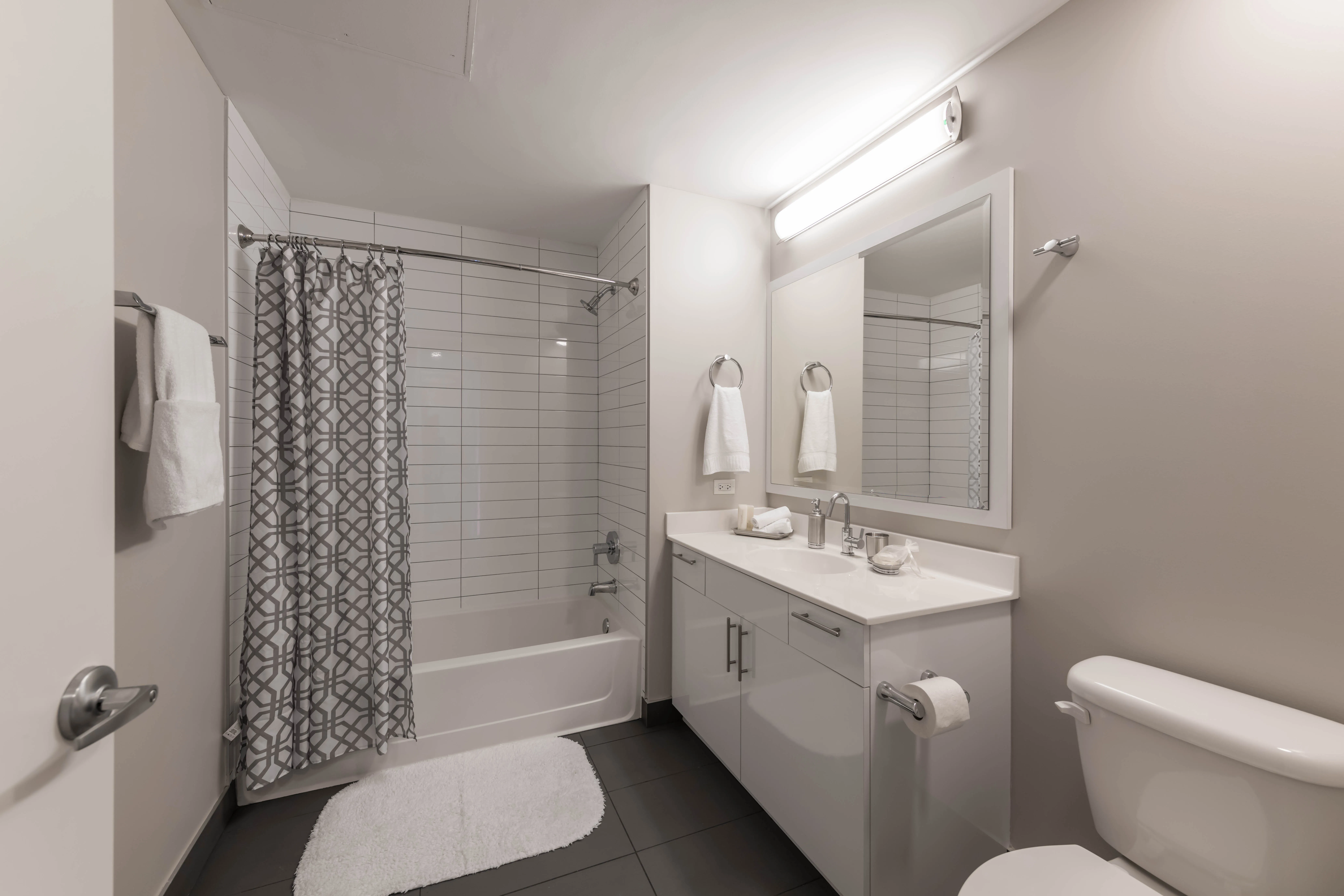 model unit living room at The Scott Residences Apartments in Old Town